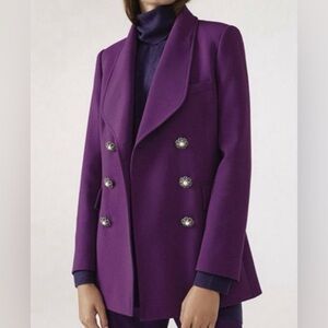 Uterqüe Purple Double-Breasted Women's Blazer Size XS-S